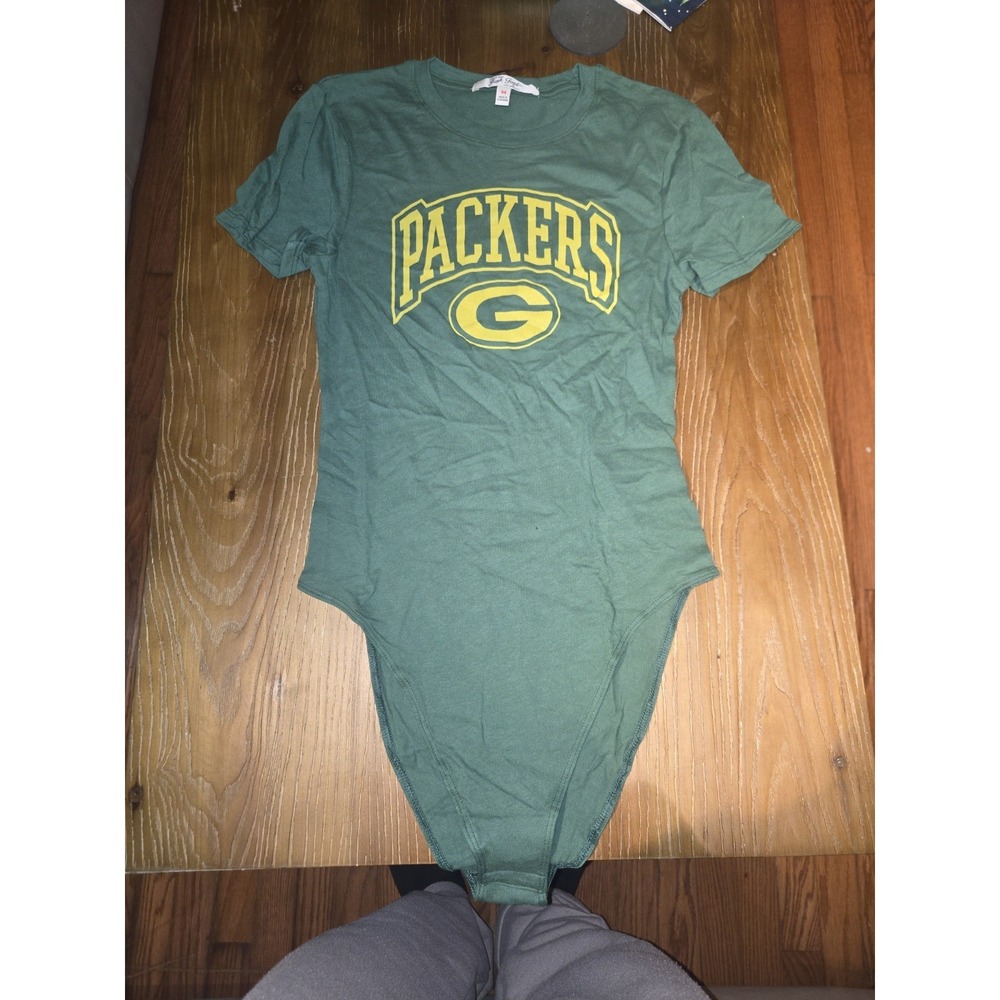 Green Bay Packers Womens Bodysuit Shirt Green Logo NFL Football Medium
